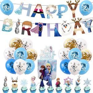 The Frozen Princess Snowman Cake Topper Balloon Banner Party Supplies