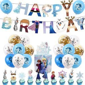 The Frozen Princess Snowman Cake Topper Balloon Banner Party Supplies