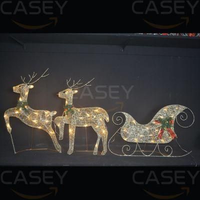 Outdoor Large Acrylic Reindeer Modelling Lamp 3D Christmas Reindeer Motif Decorations Lights