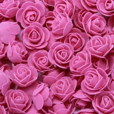 500 PCS/Bag PE Faux Artificial Small Flowers Heads 10 Colors 3.5cm Diameter Foam Rose Heads