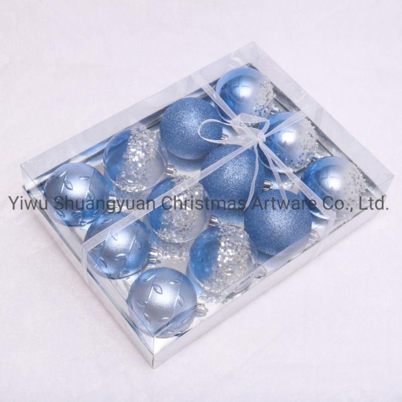 High Quality Ice Blue Hand Painted Christmas Ball