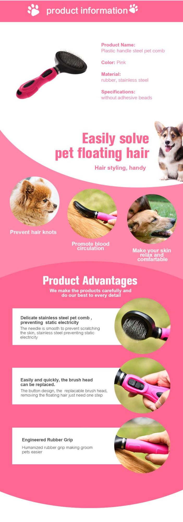 New Design Brush Pet Hairs Tool, Pet Combs