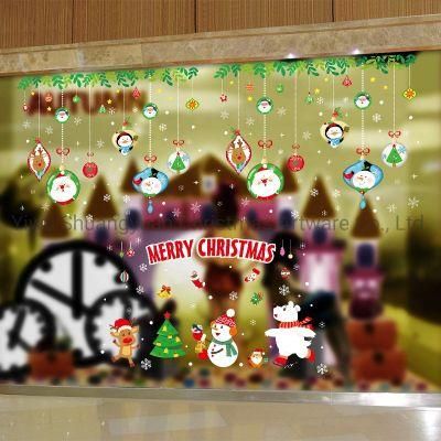 Cute Snowman Shaped TPR Christmas Jel Sticker Jelly Sticker Christmas Window Sticker Door Sticker Fridge Sticker Toilet Sticker Wall Sticker