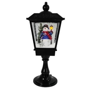 25 Inch Big Size Black Xmas Snowman Scene LED Light up Falling Snow Christmas Musical Tabletop Lantern
