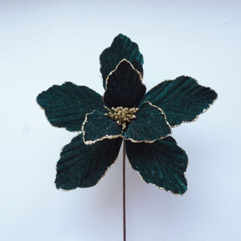 Ytcf062 30cm Christmas Glitter Artificial Poinsettia Flowers Decorations Xmas Tree Ornaments