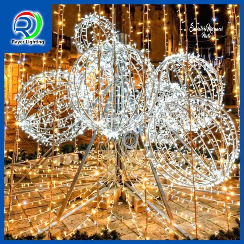 60cm LED Christmas Motif Lighting Christmas Balls with Anti-Rust Frame