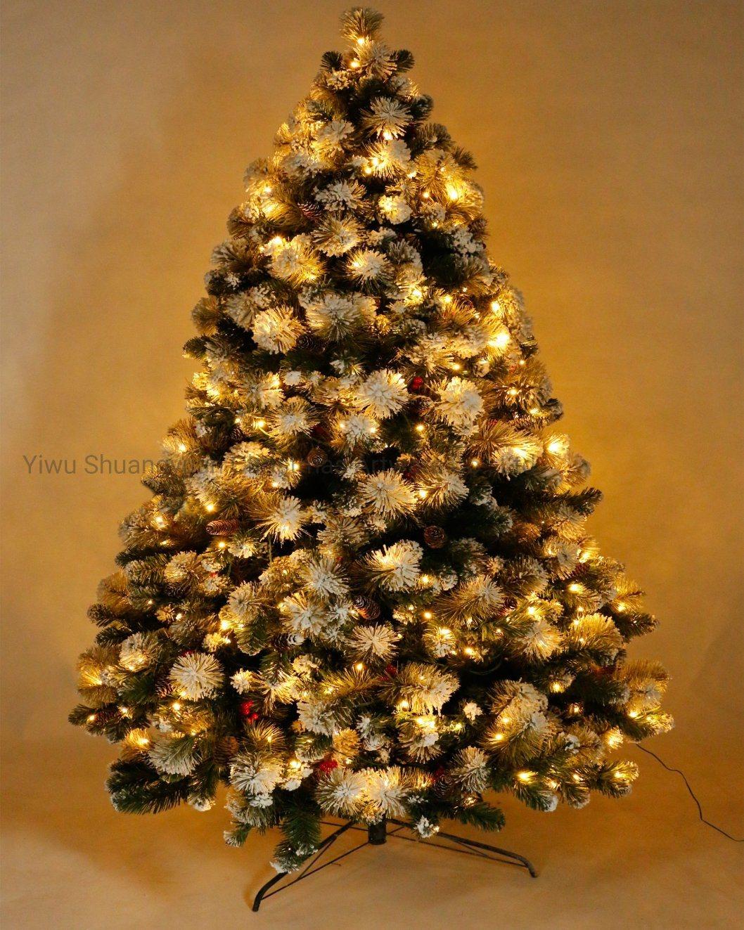 Wholesale Christmas LED Lighting PVC+PE Mixed Pre-Lit Green Artificial Christmas Tree