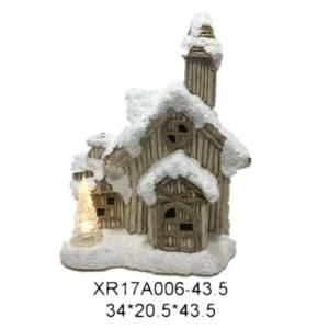 Factory Sale Polyresin/Resin Craft Christmas House with LED Light