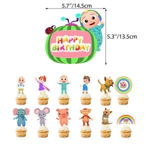 Cocomelon Theme Children&prime; S Birthday Party Decoration Cake Topper Supplies