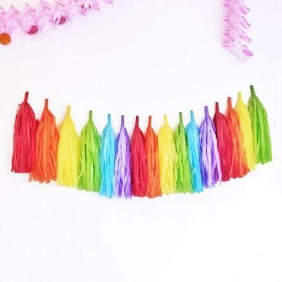 Rainbow Tissue Tassel Paper DIY Garland for Birthday Wedding Party 14inch 35 Tassel