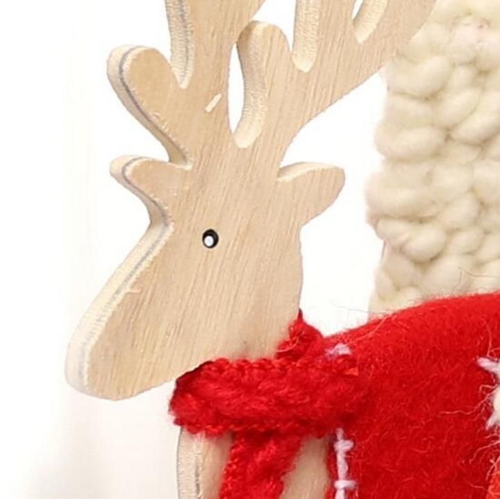 Wooden Pashm Christmas Elk Showcase Decoration