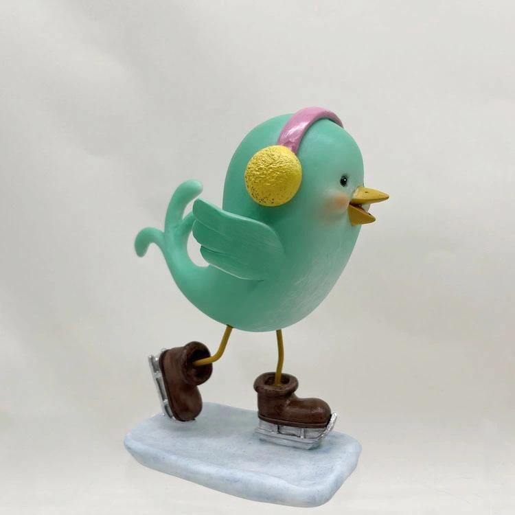 Resin Christmas Decoration Holiday Gift Colorful Cute Birds Sport Figurine