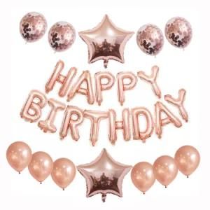 Happy Birthday Balloons Star Foil Ballons Rose Gold Latex Globos