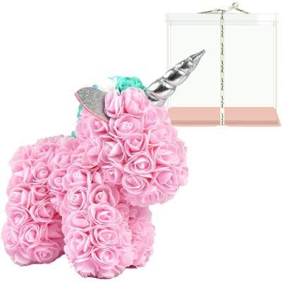 Inunion PE Foam Rose Bear Valentines Gift Foam Unicorn 40cm Unicorn with PVC Gift Box