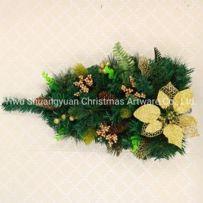 Christmas Ornament Swag Wreath Ribbon Pine Cone Door Mount Teardrop Swag Wreath Outdoor Hanging Wall Decoration