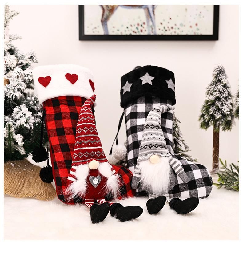 New Red and Black Gingham Christmas Stockings, Christmas Decorations, Gift Bags and Decorations