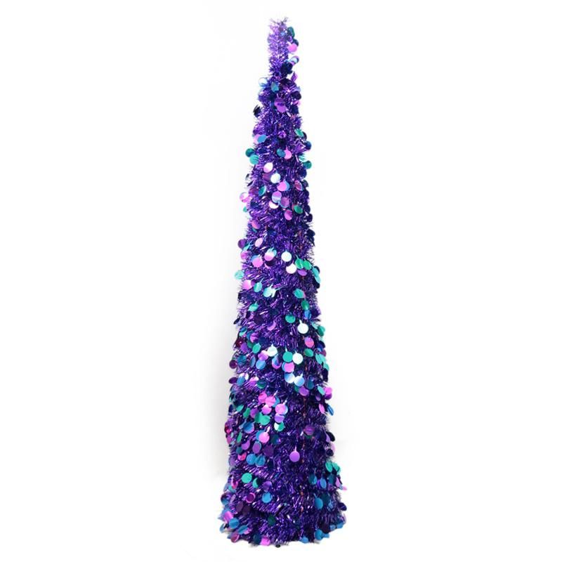 Eco-Friendly 4 FT Pop up Tinsel Christmas Tree for Home Indoor Decoration