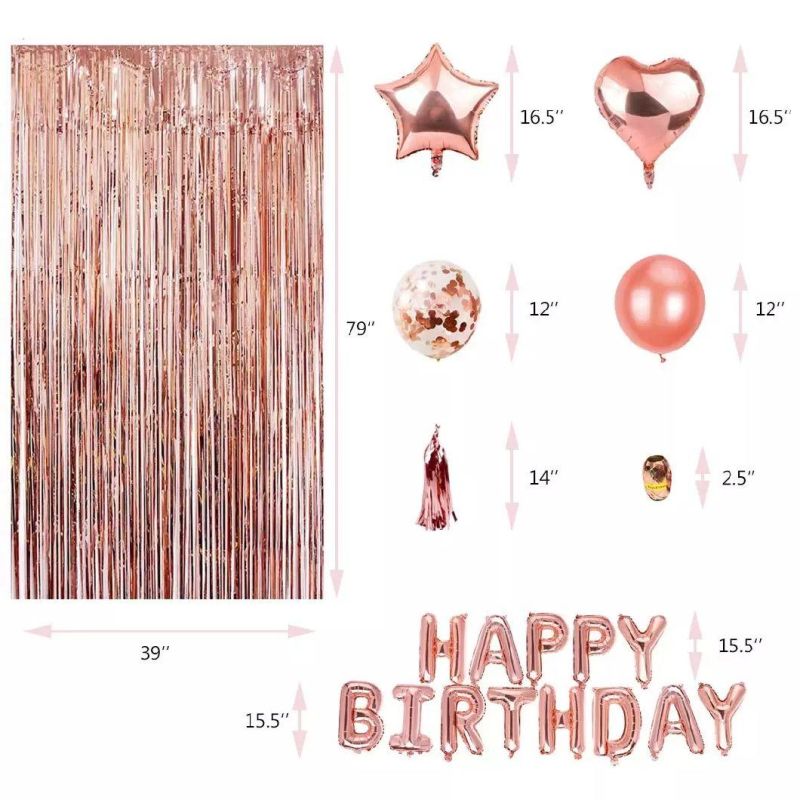 Pafu Rose Gold Birthday Party Supplies Birthday Banner Balloons Decorations