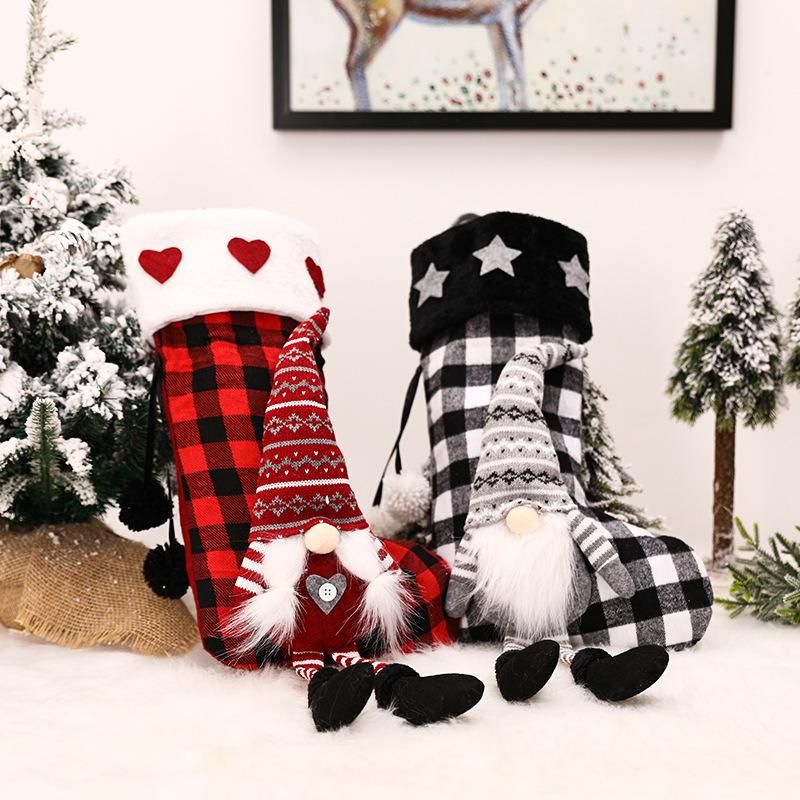 New Red and Black Gingham Christmas Stockings, Christmas Decorations, Gift Bags and Decorations