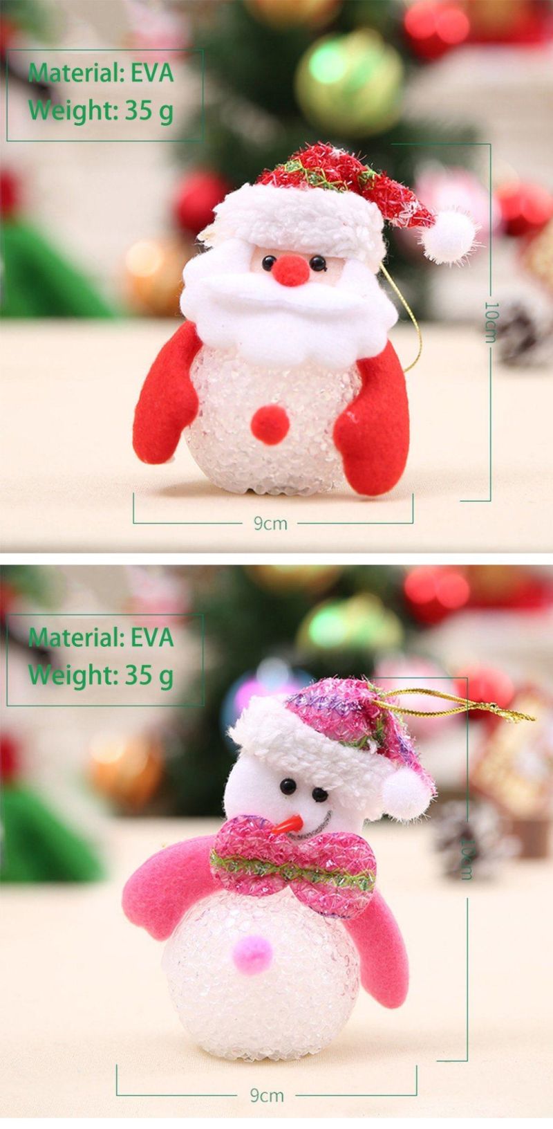 EVA Christmas Snowman Doll LED Glowing Light Pendant for Decoration Christmas