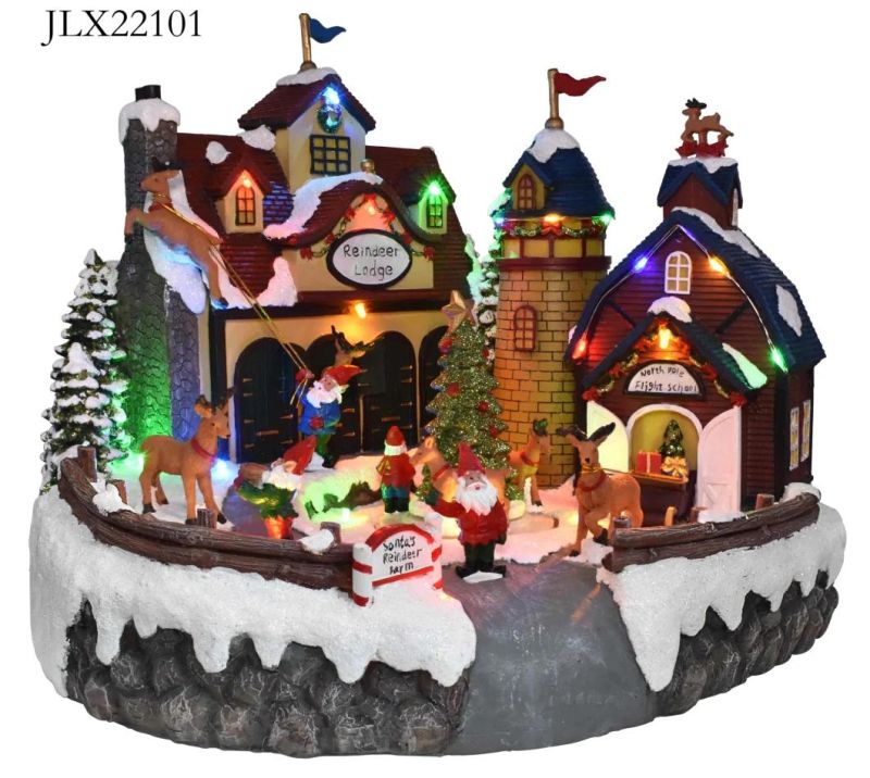 Christmas Village Figurines Indoor Decorations Snow Village Set/9PCS