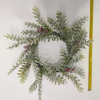 40-50cm Diameter Green Artificial Christmas Wreath with PE Tips and Metal Ring for Hanging