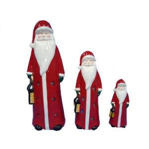 Customized Size Ceramic Christmas Decorations Santa with LED