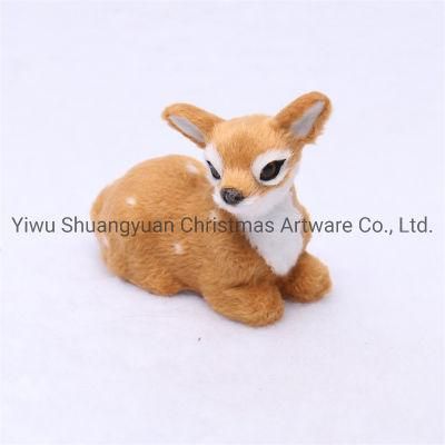 Christmas Reindeer Lying Deer Plush Plastic Xmas Home Decor Gift Elk Mini Shop Window Simulation Xmas Elk