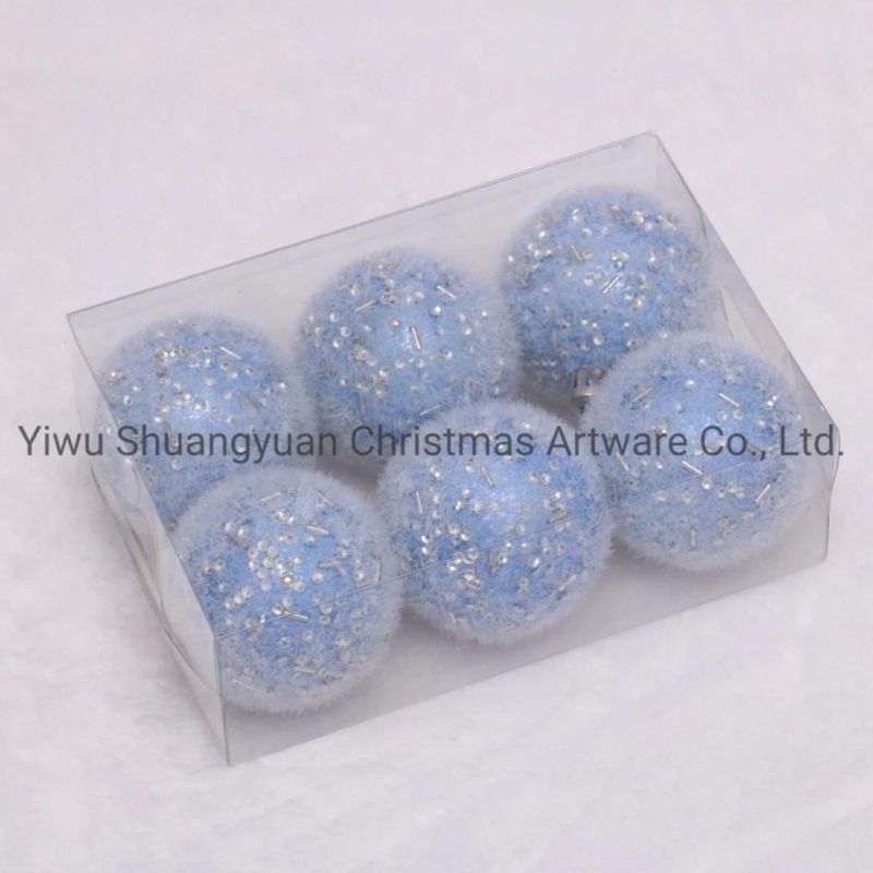6cm Ice Blue Hand Painted Christmas Ball for Decoration