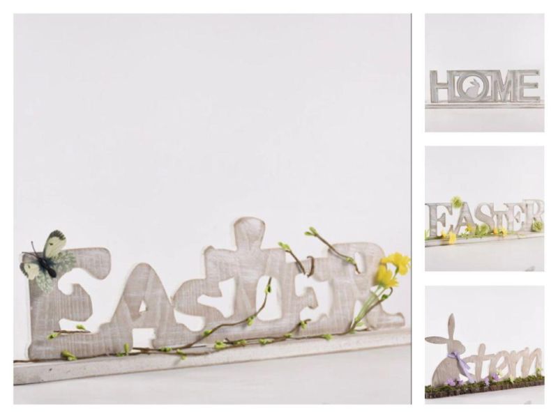 New Design 2022 Standing Easter Wooden Sign Spring Decoration