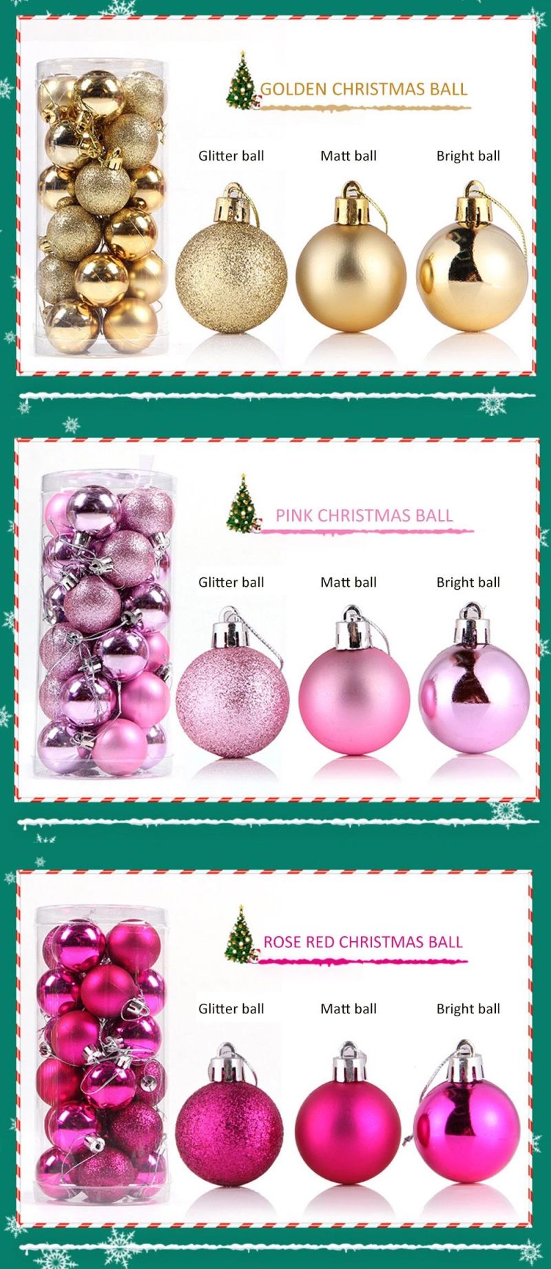 Handmade Colorful Plastic Balls for Christmas Tree Decoration