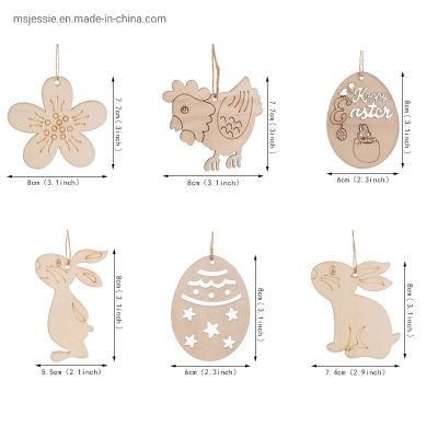 Laser Cut Wooden Rabbit Egg Easter Ornament