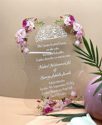 Custom Elegant Design Acrylic Printing Menu Save The Date Wedding Invitations Cards