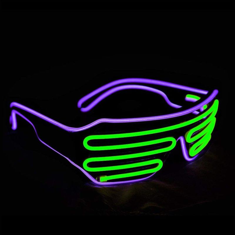 LED Shutter EL Wire Neon Rave Glasses Flashing LED Sunglasses