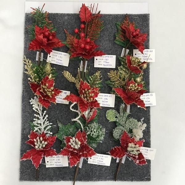 Artificial Flowers for Christmas Decor & Red Berries Christmas Floral Pick