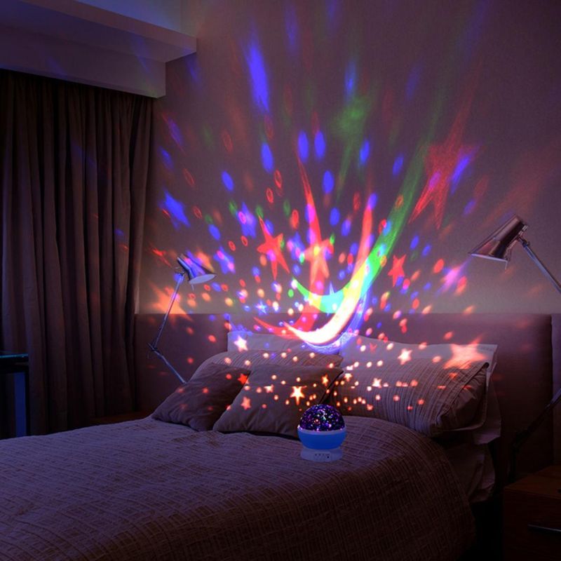 LED Bulbs 9 Light Color Changing Moon Star Projector Baby 360 Degree Rotating Night Light