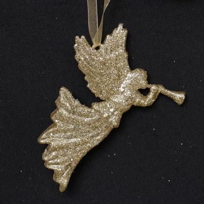 ODM / OEM Acceptable Gold Glitter Christamas Hanging Angel Shape Ornament for Christmas Tree