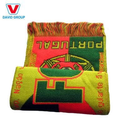 Customized Logo Polyester Printing Football Acrylic Knitted Fans Scarf Sport Team Decorative Scarf