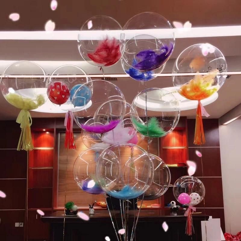 Hot Selling 12 18 20 24 36 Inch Stretchable Transparent Clear Round Bobo Plastic Bubble Balloon for Party Decor