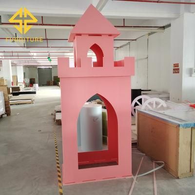 New Design PVC Production Pink Wedding Banquet Event Children Birthday Party Decoration Fortress Backdrop