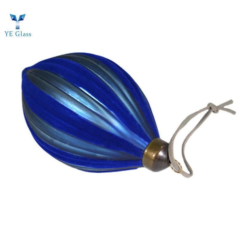 Customized Olive Shape blue Glass Balls for Christmas Decoration