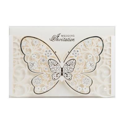 Fancy Butterfly Laser Cut Wedding Invitations Cards with Envelope