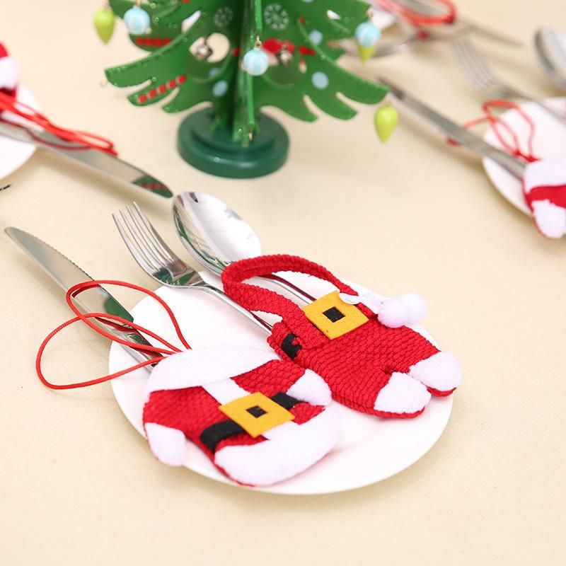 Santa Claus Knife Fork Holder Bags Merry Christams Decor Gift