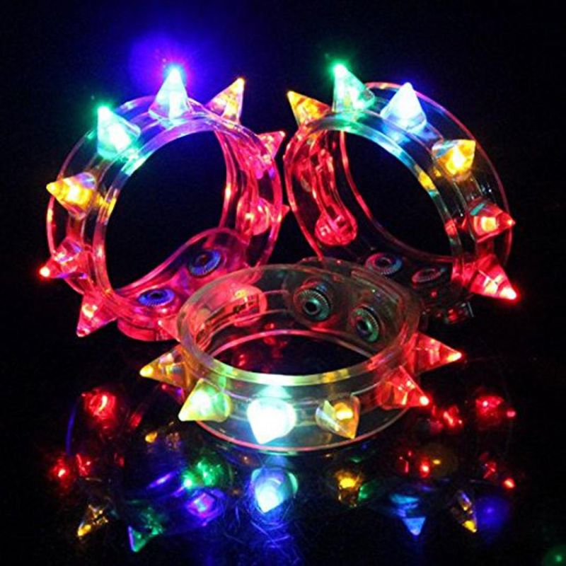 Multi Color LED Light up Flashing Rivet Punk Spike Bracelet