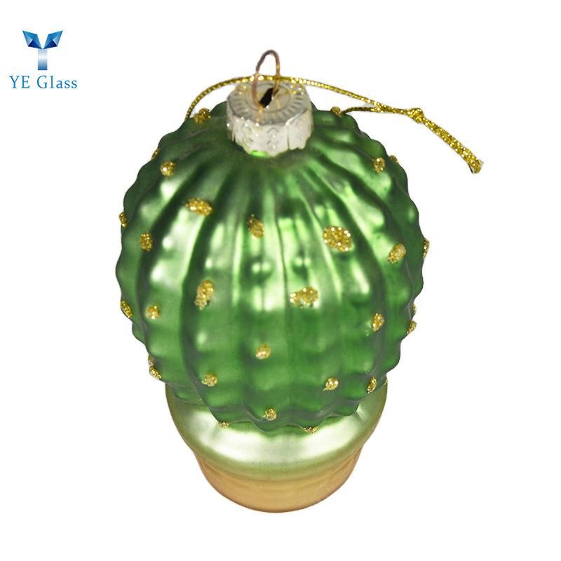 Customized Cactus Shape Borosilicate Glass Balls for Christmas Decoration