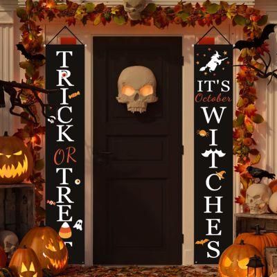 Halloween Decorations Outdoor Trick or Treat &amp; It&prime; S October Witches Halloween Signs for Front Door or Indoor Home Decor