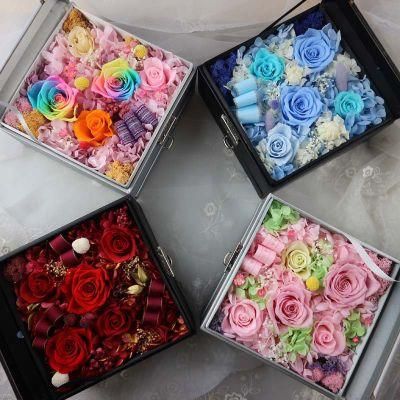 Best Valentines&prime; Day Gift Preserved Everlasting Real Rose Flower with Necklace Jewelry Drawer