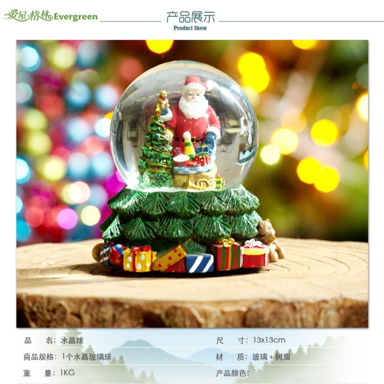 Crystal Glass Ball Music Box for Christmas Decoration