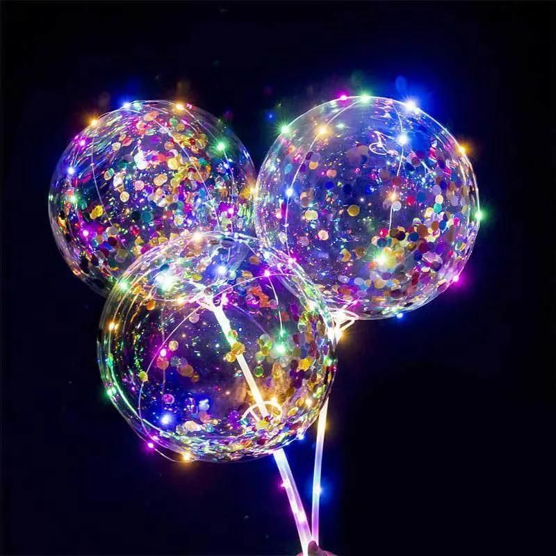 Latex LED Flash Transparent Round Bubble Bobo Balloon Christmas Party Gift Toys