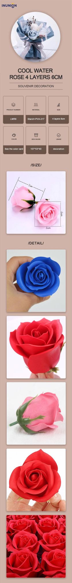 Artificial Handmade Flora Scented Soap Cool Water Rose 4 Layers 6cm